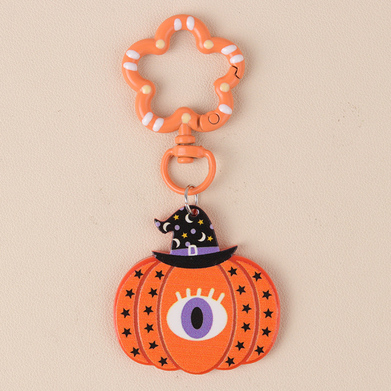 Glitter Pumpkin Patch Halloween Keychain - C11