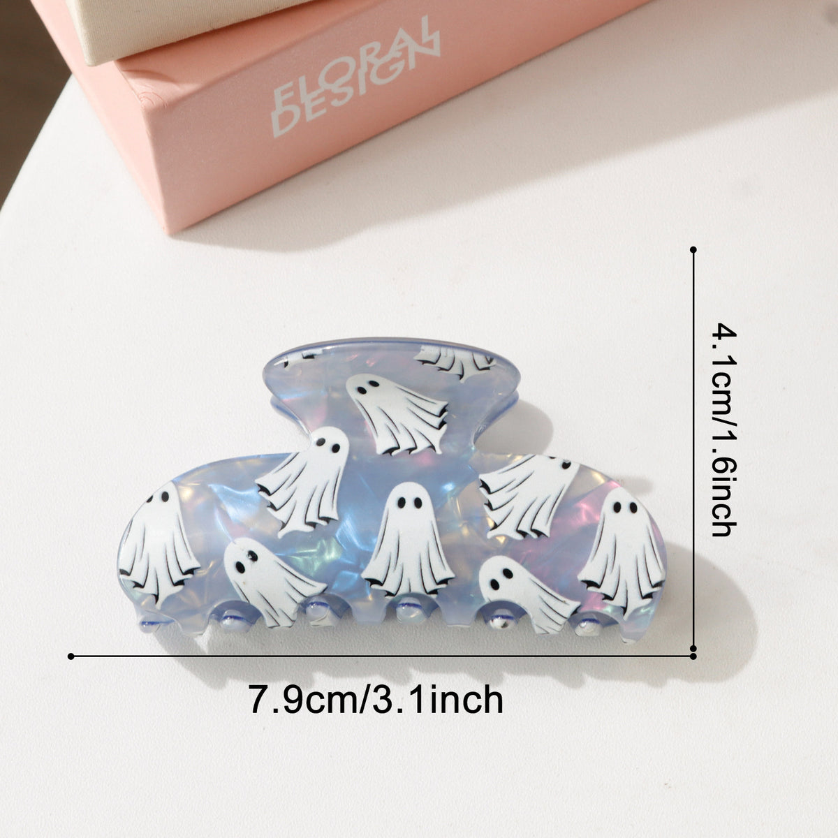 Ghost Hair Claw Clip With Shimmer Finish - Blue