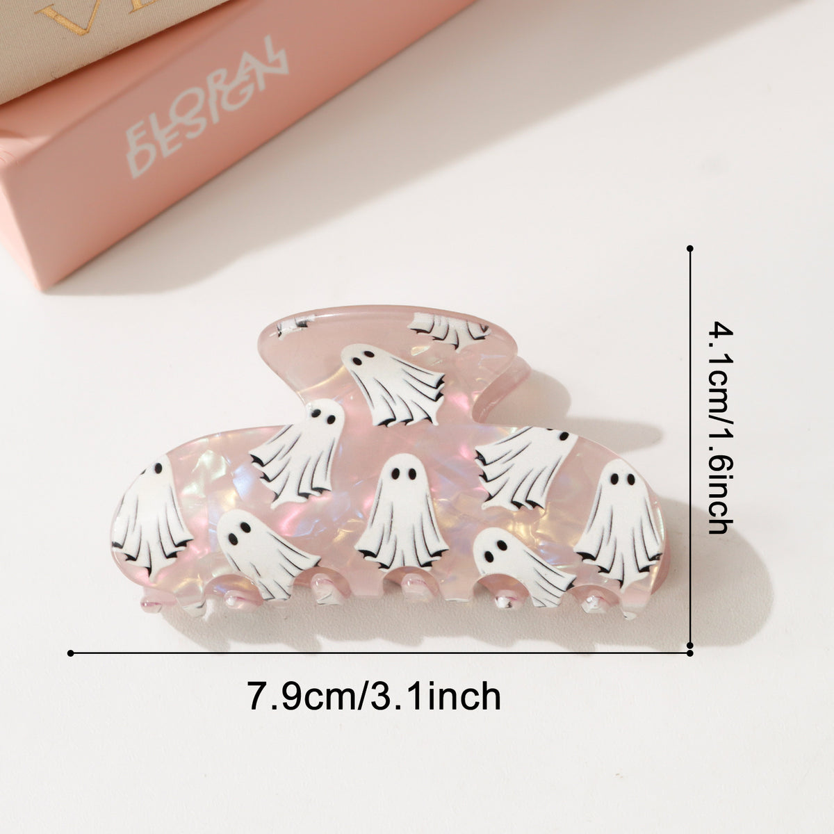 Ghost Hair Claw Clip With Shimmer Finish - Pink