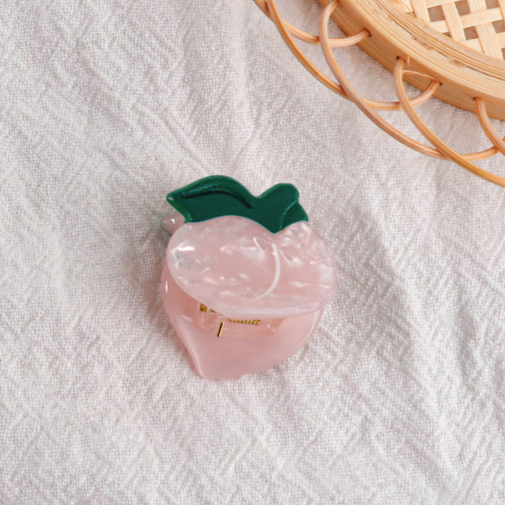 Mini Fruit Shaped Hair Claw Clips - peach