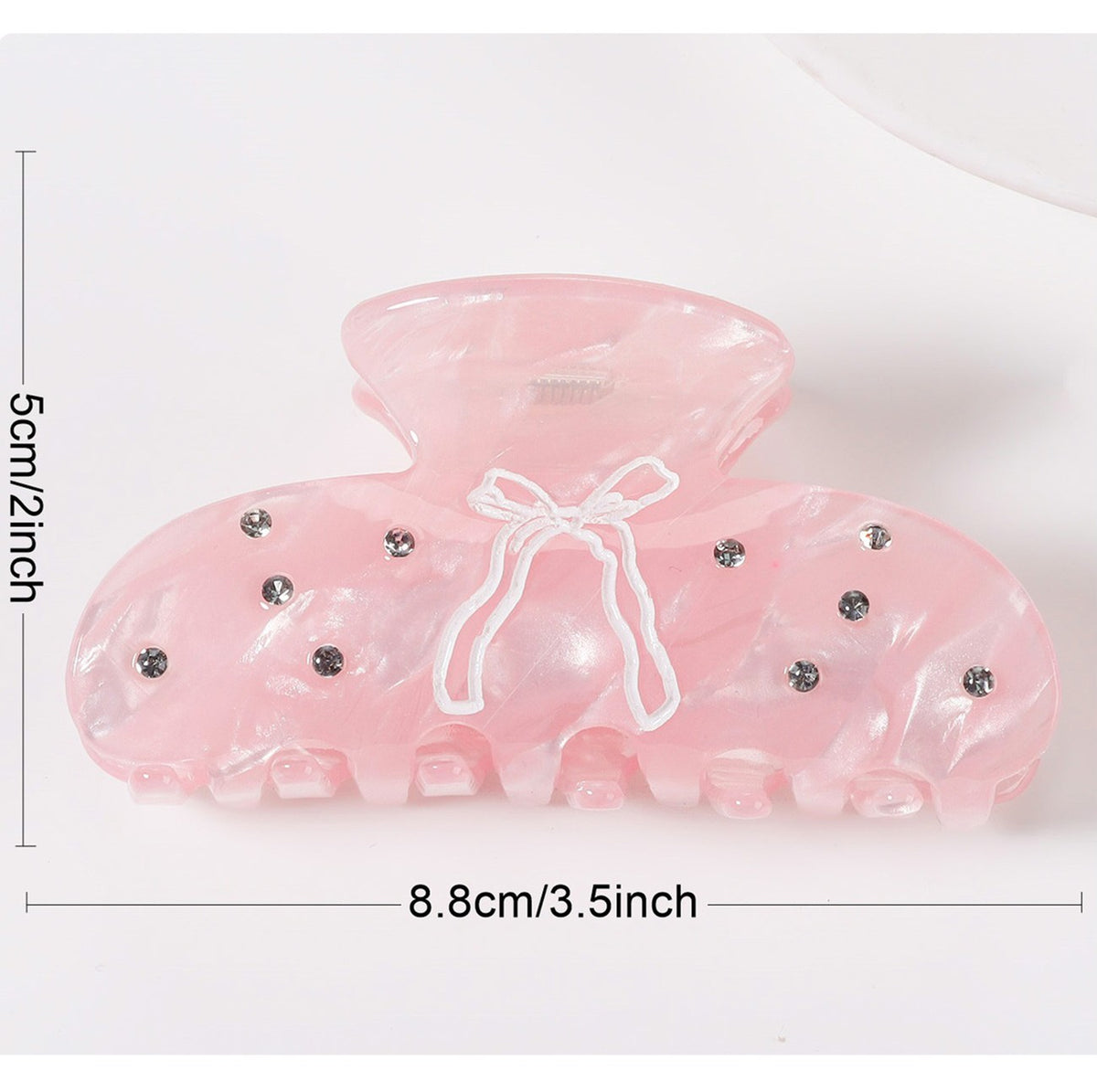 Rhinestone Bow Marbled Hair Claw Clip - view 1