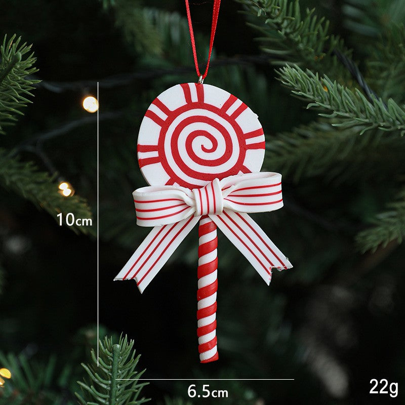 Polymer Clay Candy Cane Lollipop Tree Ornaments - A