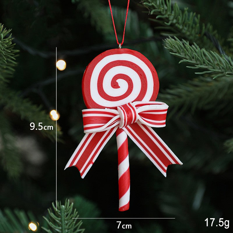 Polymer Clay Candy Cane Lollipop Tree Ornaments - B