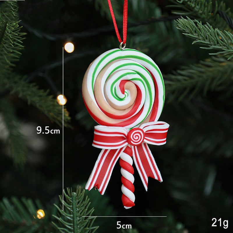 Polymer Clay Candy Cane Lollipop Tree Ornaments - C