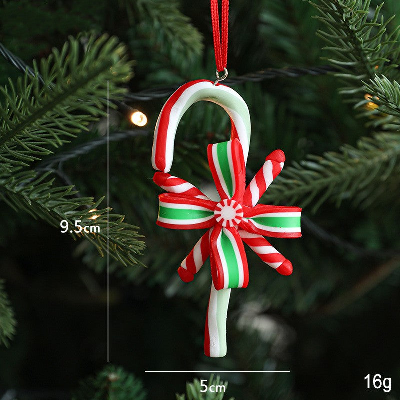 Polymer Clay Candy Cane Lollipop Tree Ornaments - E