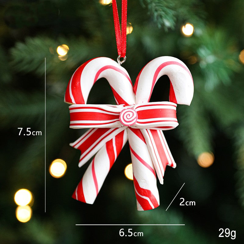 Polymer Clay Candy Cane Lollipop Tree Ornaments - I
