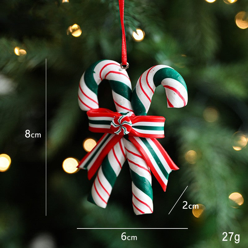 Polymer Clay Candy Cane Lollipop Tree Ornaments - J