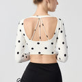 Wrap V-Neck Strappy Back Cropped Long Sleeve Yoga Top