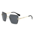 Rimless Oversized Square Sunglasses - 01Black