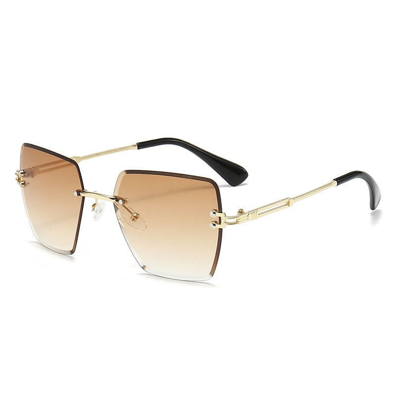 Rimless Oversized Square Sunglasses - 03Tea