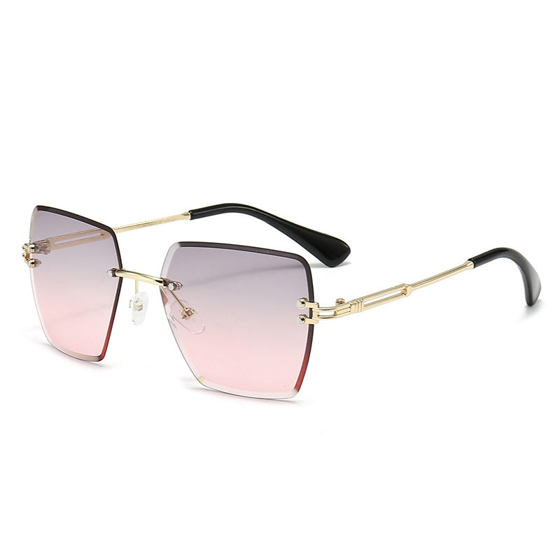 Rimless Oversized Square Sunglasses - 04Sunset