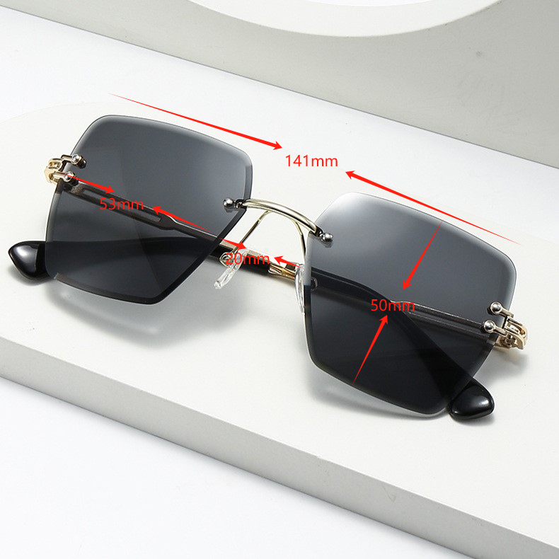Rimless Oversized Square Sunglasses