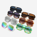 Double Bridge Oversized Square Sunglasses - Black
