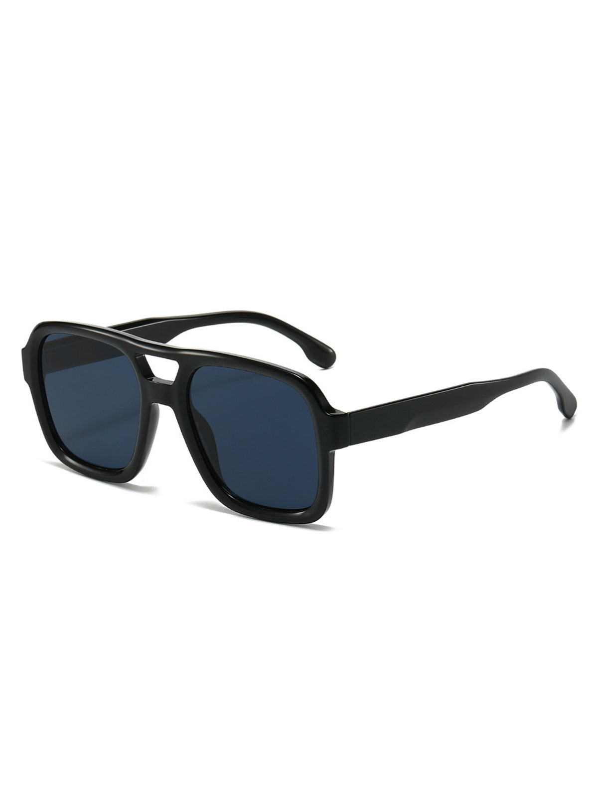 Double Bridge Oversized Square Sunglasses - Black - 1