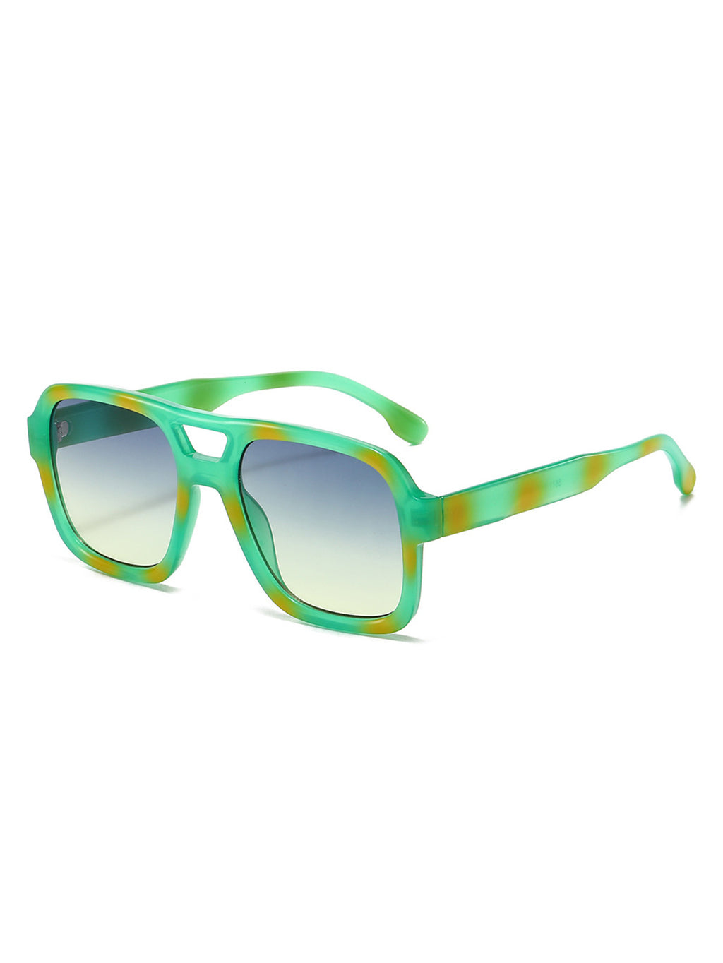 Double Bridge Oversized Square Sunglasses - Green