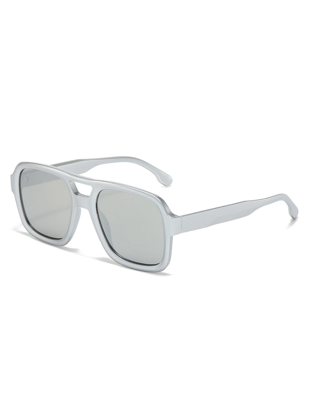 Double Bridge Oversized Square Sunglasses - Silver