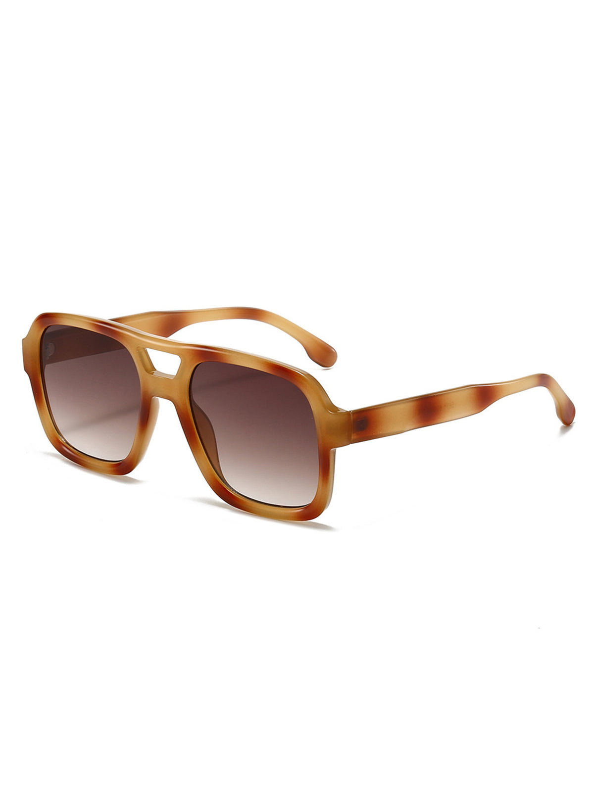 Double Bridge Oversized Square Sunglasses - Tea