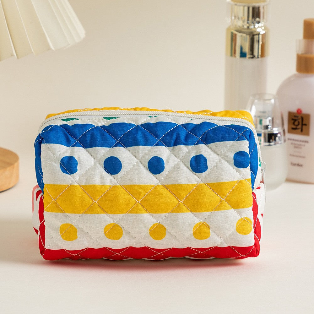 Padded Quilted Zip Cosmetic Pouch - Colordot