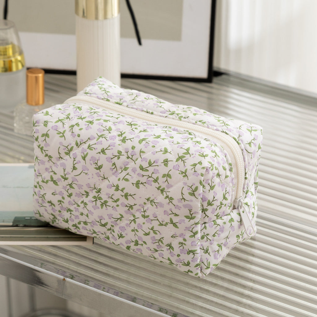 Padded Quilted Zip Cosmetic Pouch - Pfloral