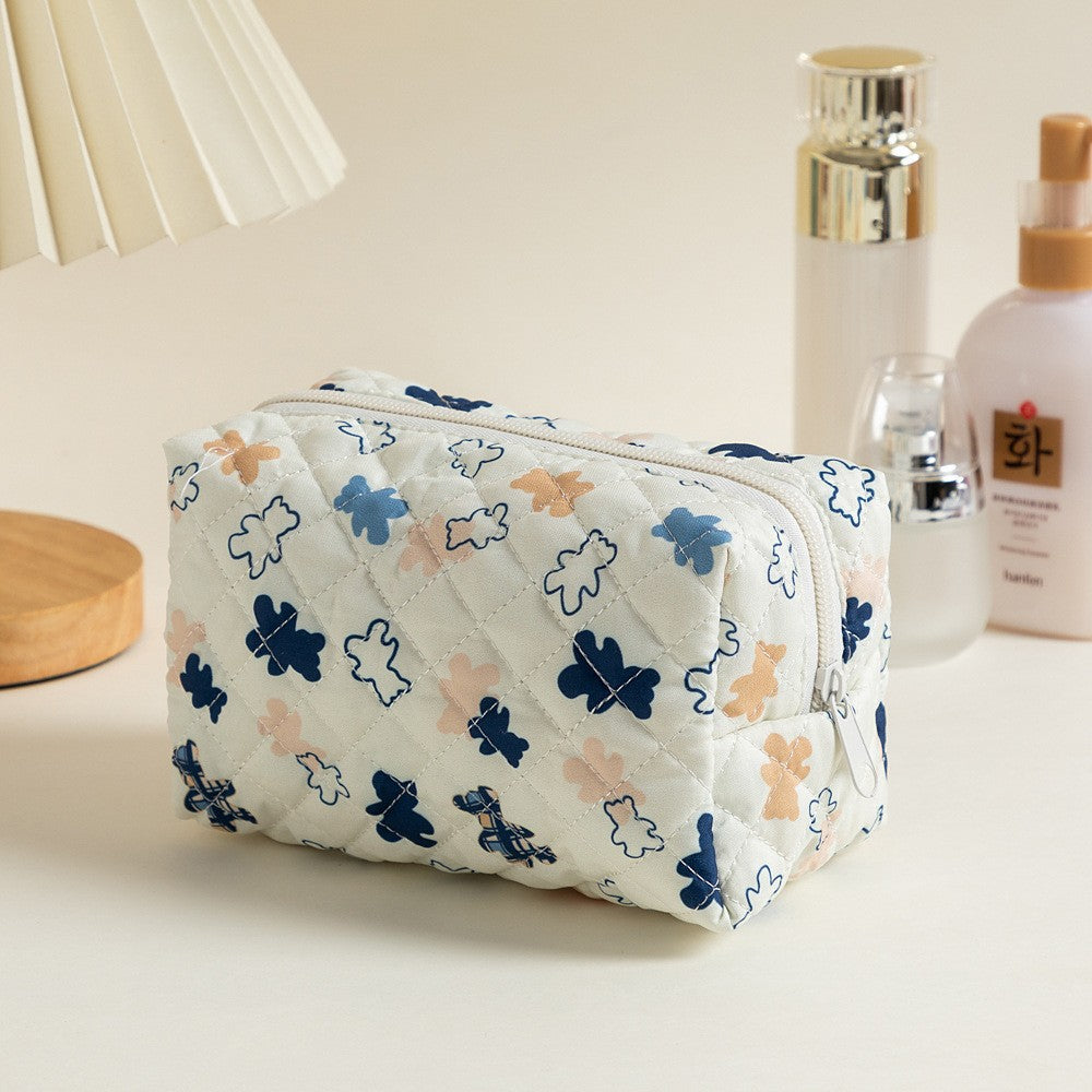 Padded Quilted Zip Cosmetic Pouch - WBear