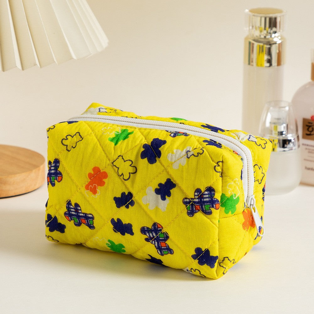 Padded Quilted Zip Cosmetic Pouch - YBear