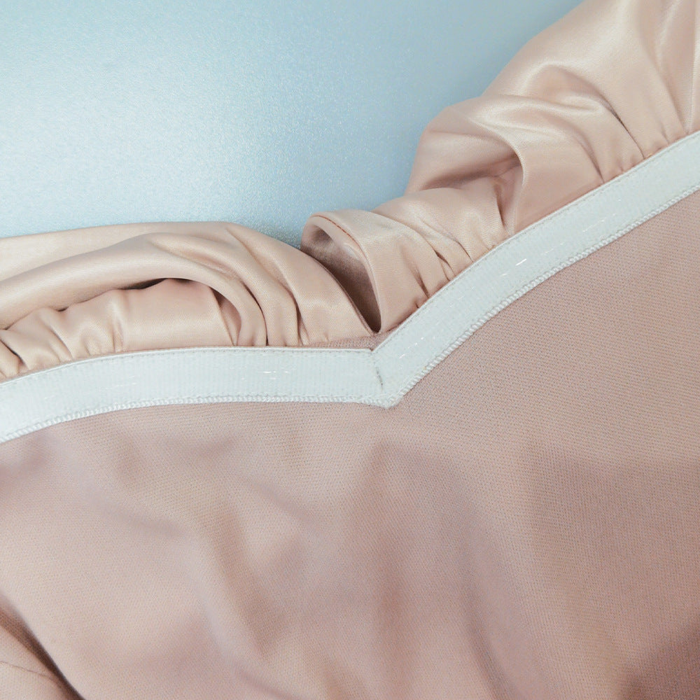 Off Shoulder Ruched Satin Wrap Mini Dress - Pink - 11