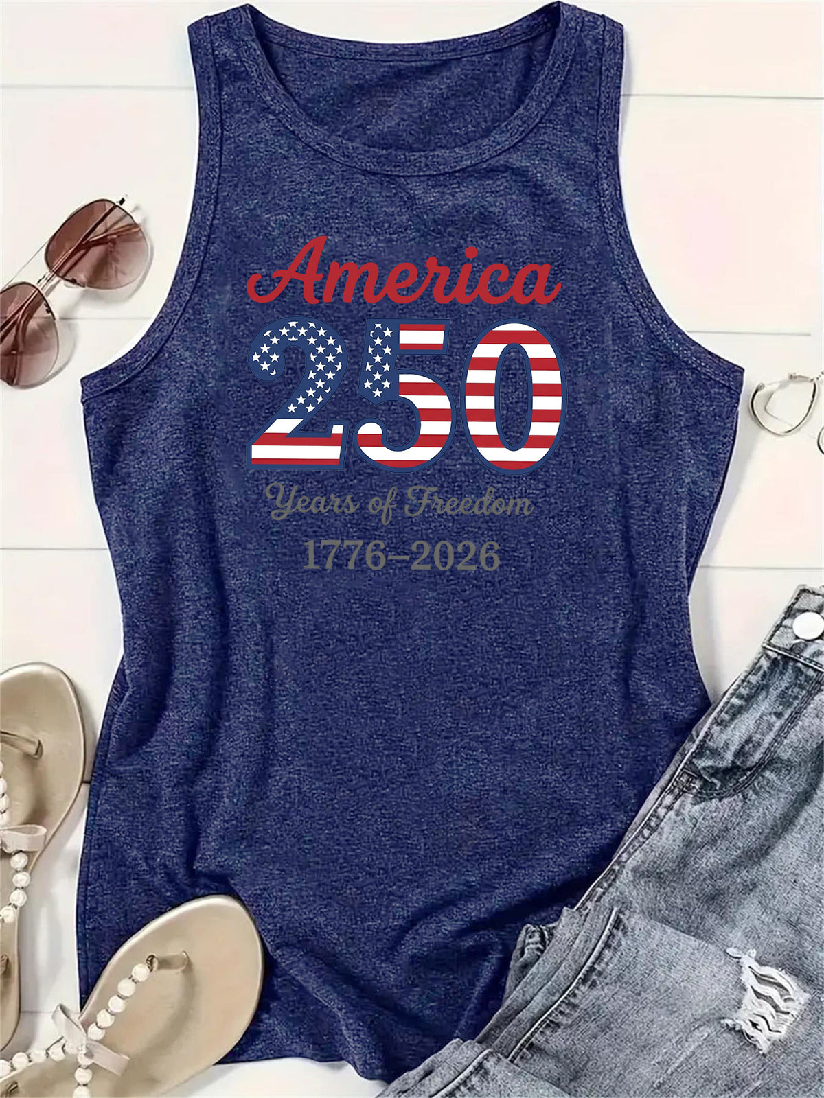 America 250 Years Of Freedom Graphic Tank - DarkBlue - 1