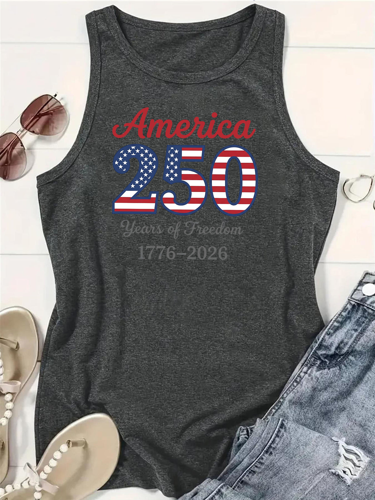 America 250 Years Of Freedom Graphic Tank - Darkgrey - 1