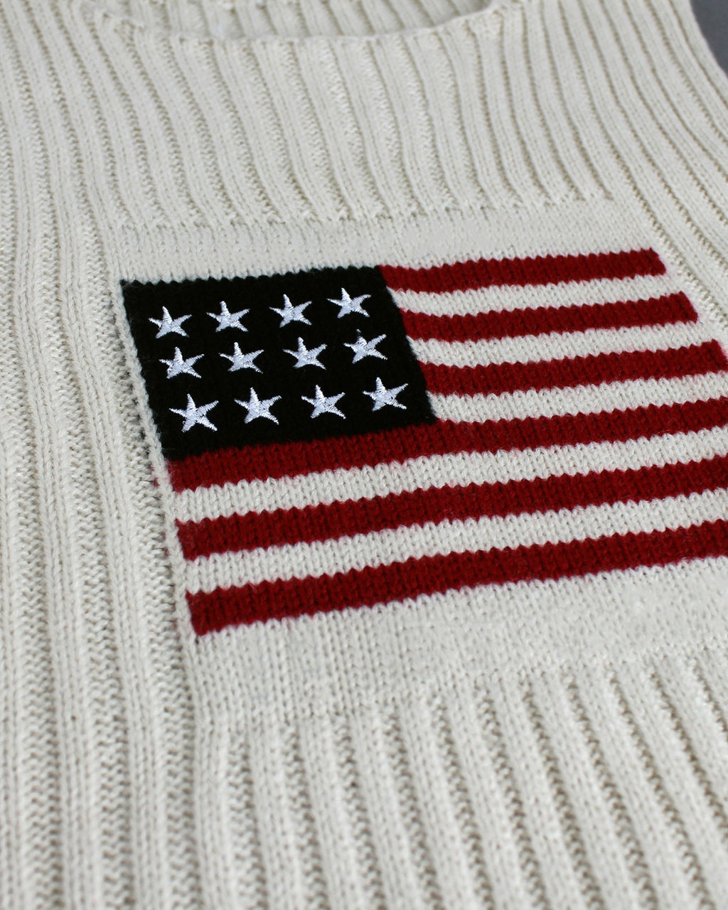 American Flag Knit Sleeveless Vest Top - Off-White - 3
