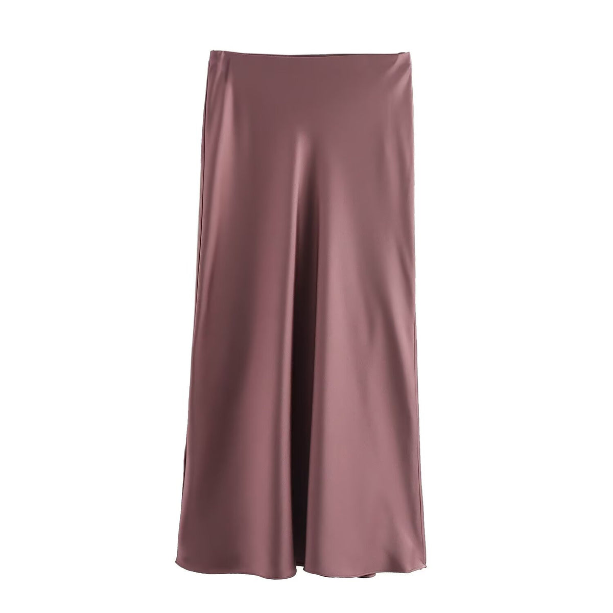 Bias Cut Satin Fishtail Midi Skirt - Champagn