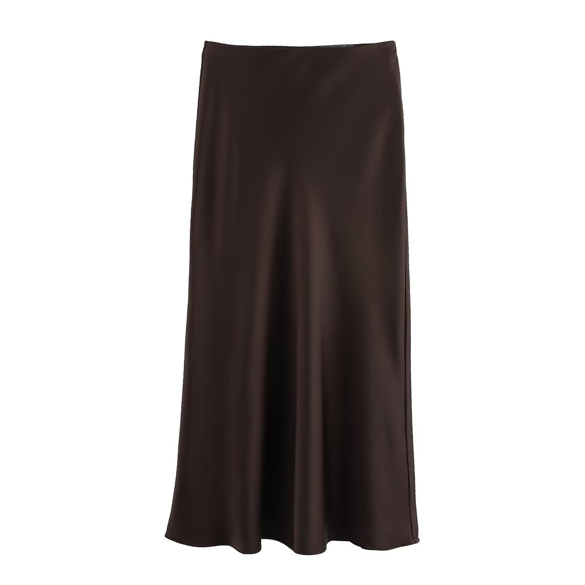 Bias Cut Satin Fishtail Midi Skirt - Coffee