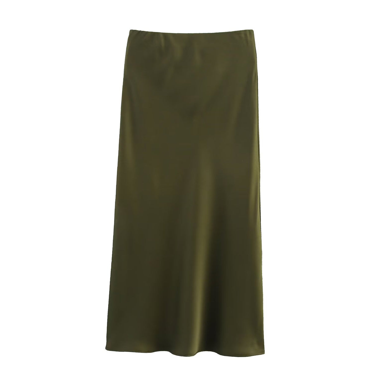 Bias Cut Satin Fishtail Midi Skirt - DPGreen