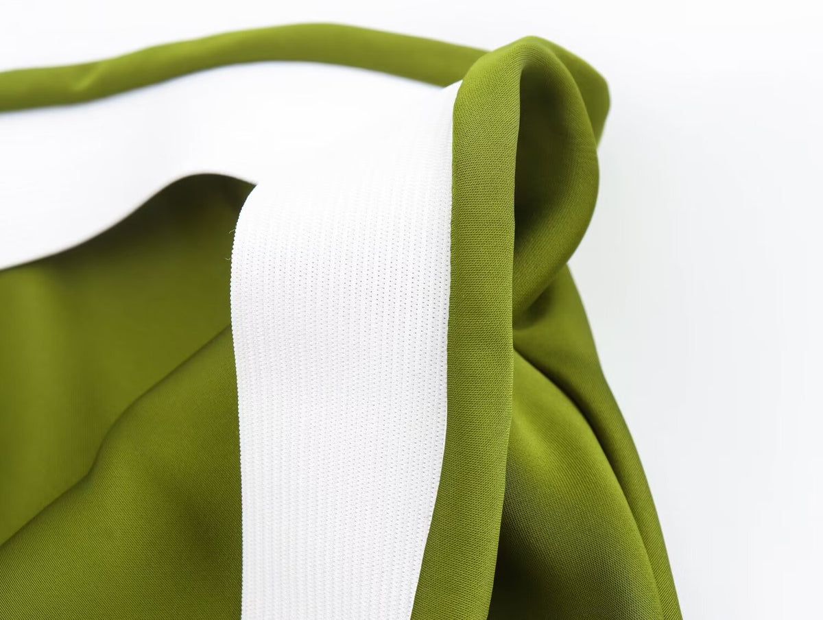 Bias Cut Satin Fishtail Midi Skirt - Green - 1