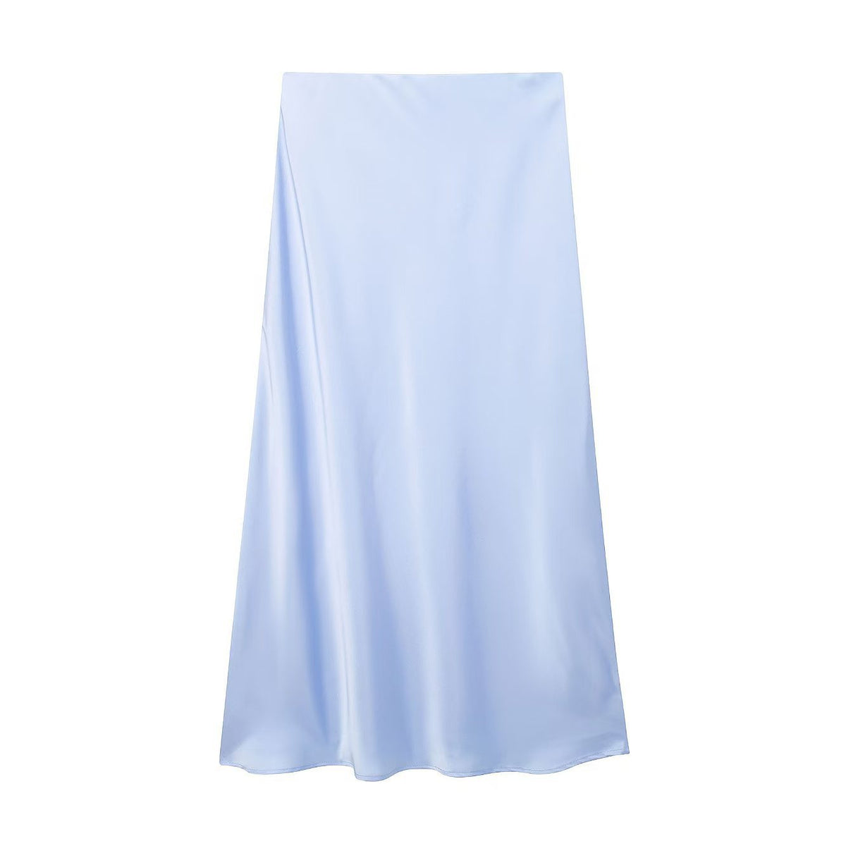 Bias Cut Satin Fishtail Midi Skirt - LBlue