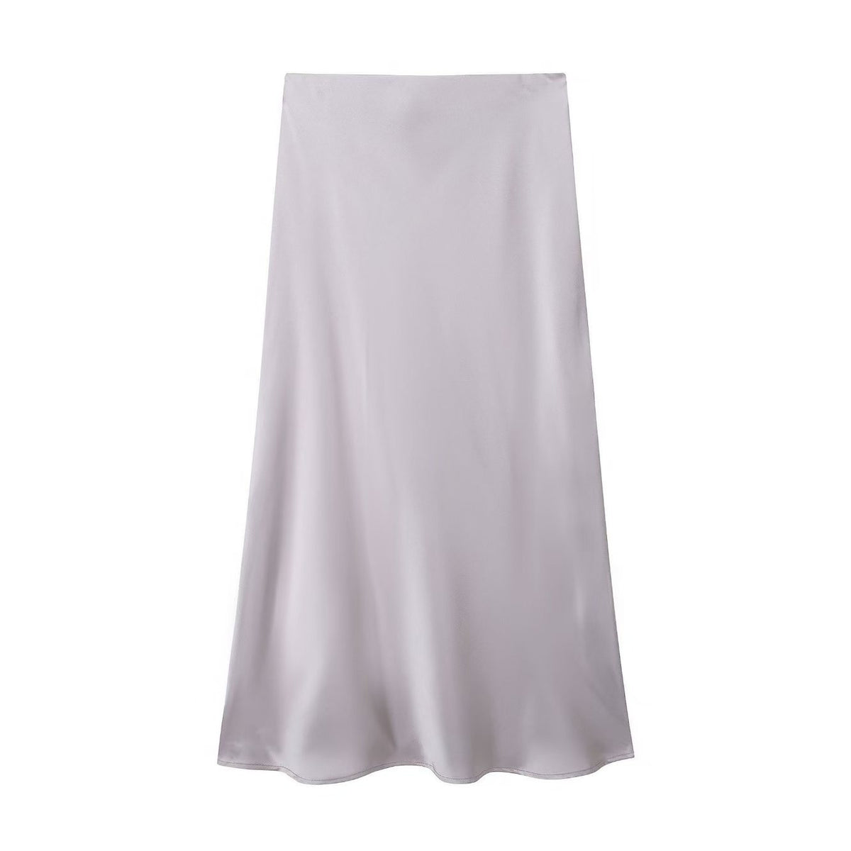 Bias Cut Satin Fishtail Midi Skirt - LGrey