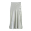 Bias Cut Satin Fishtail Midi Skirt - LVGrey