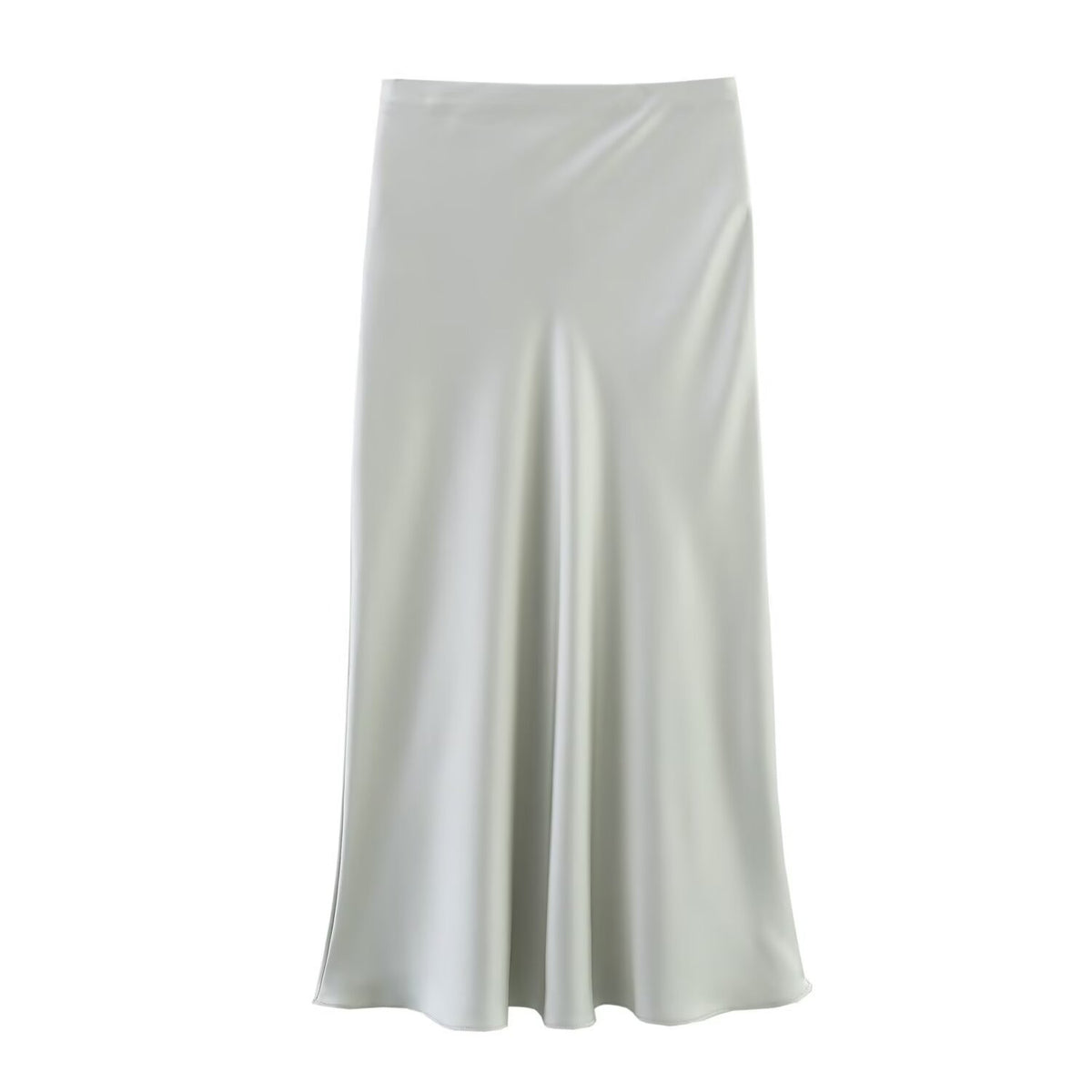 Bias Cut Satin Fishtail Midi Skirt - LVGrey