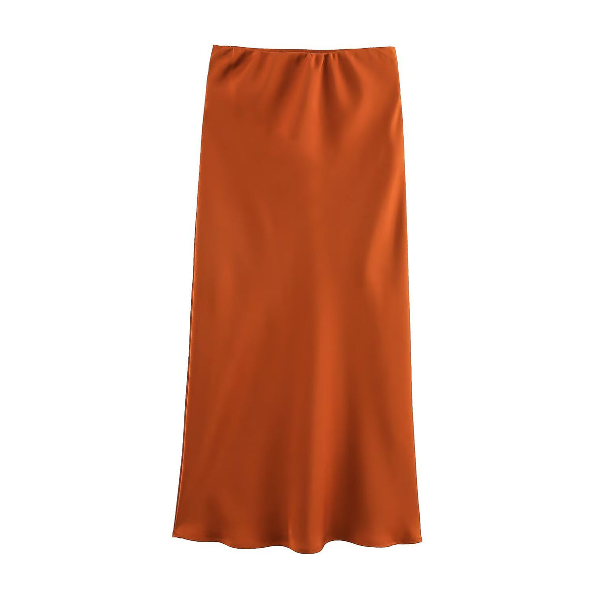 Bias Cut Satin Fishtail Midi Skirt - Orange