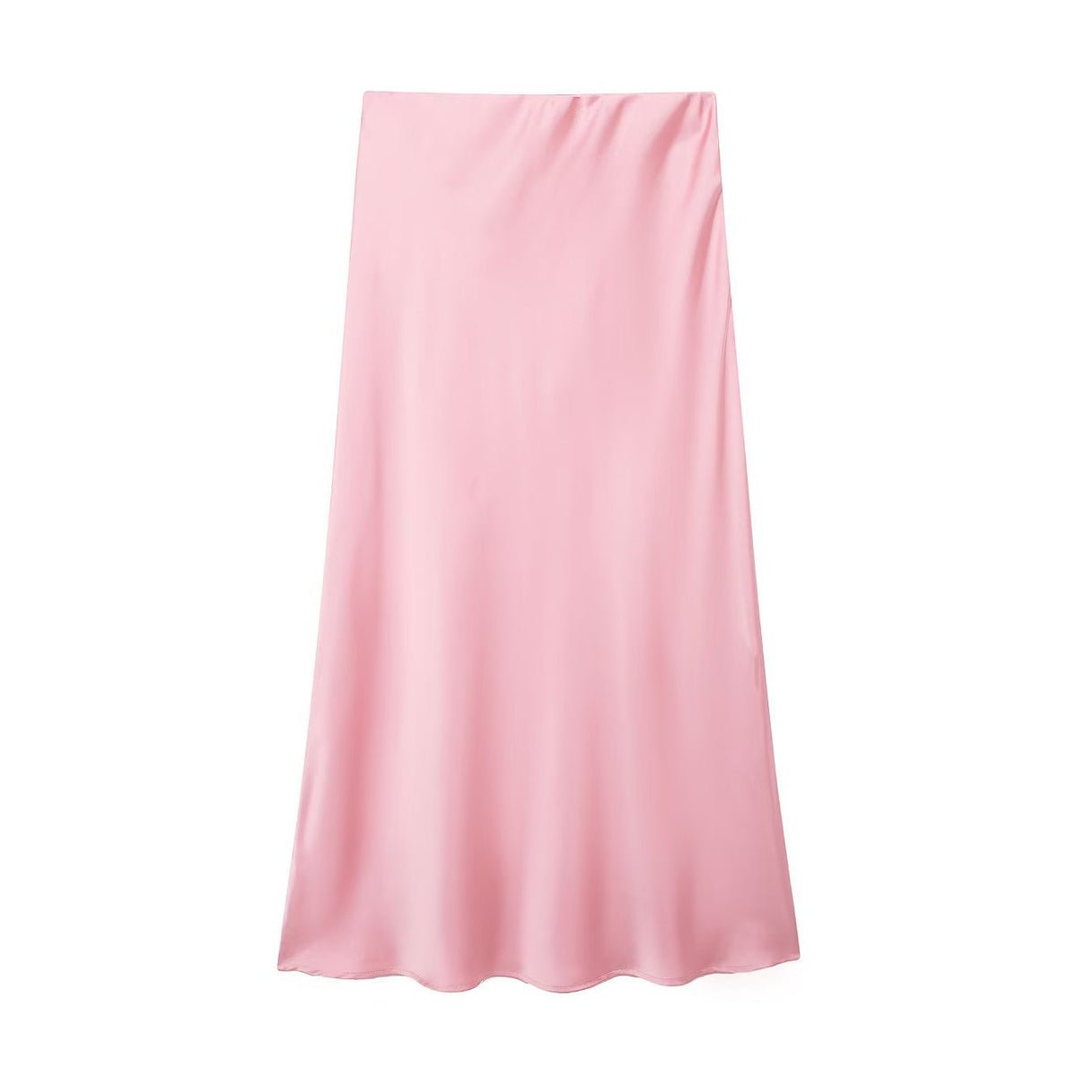 Bias Cut Satin Fishtail Midi Skirt - Pink