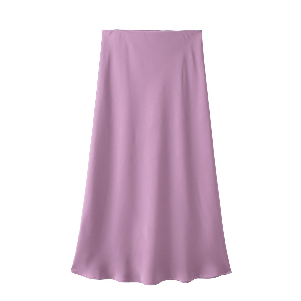 Bias Cut Satin Fishtail Midi Skirt - Purple