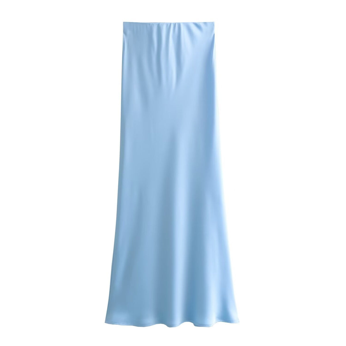 Bias Cut Satin Fishtail Midi Skirt - SkyBlue