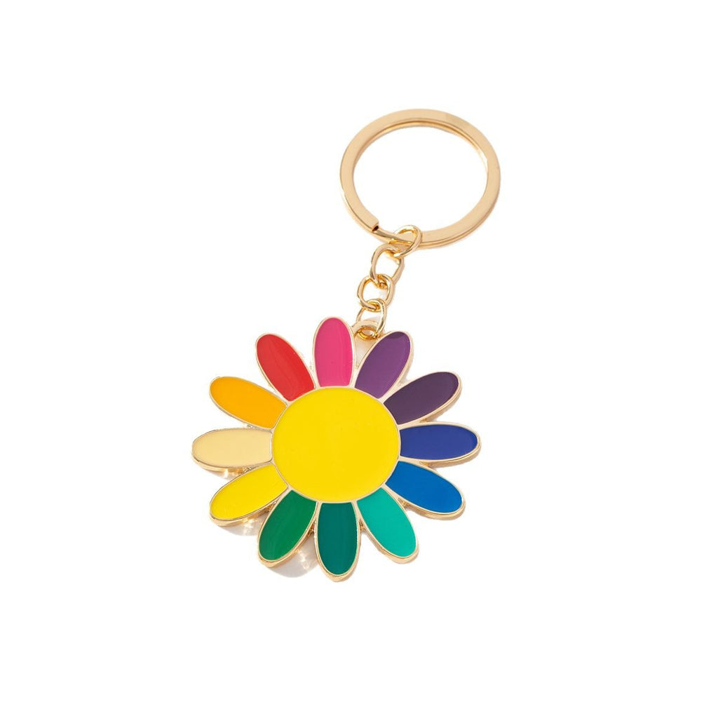 Colorful Daisy Flower Enamel Keychain