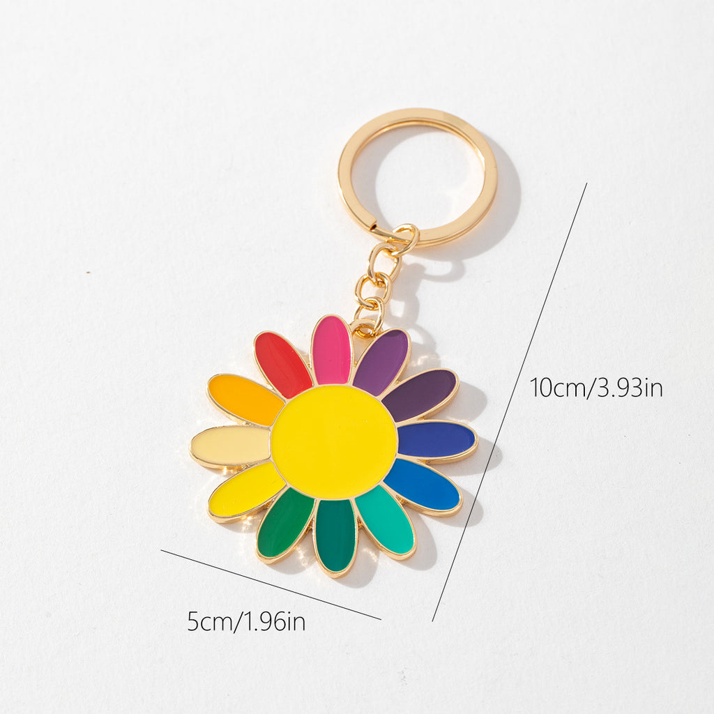 Colorful Daisy Flower Enamel Keychain - view 2
