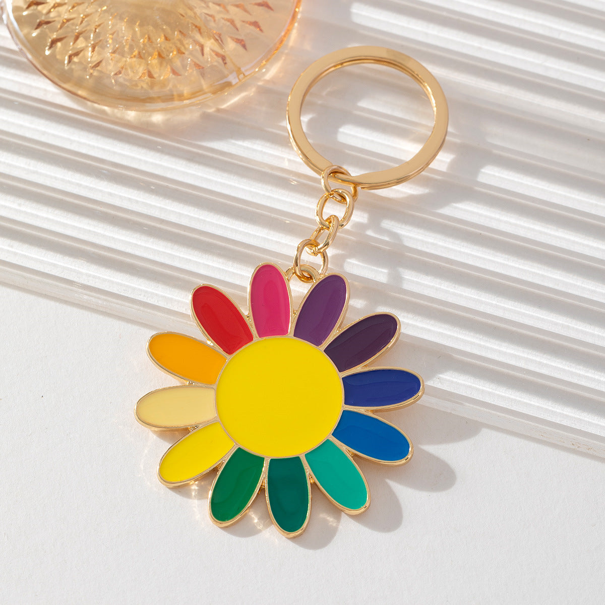 Colorful Daisy Flower Enamel Keychain - view 4