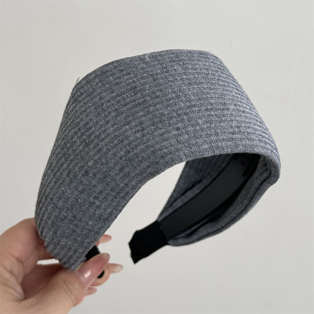 Extra Wide Ribbed Jersey Headband - grey