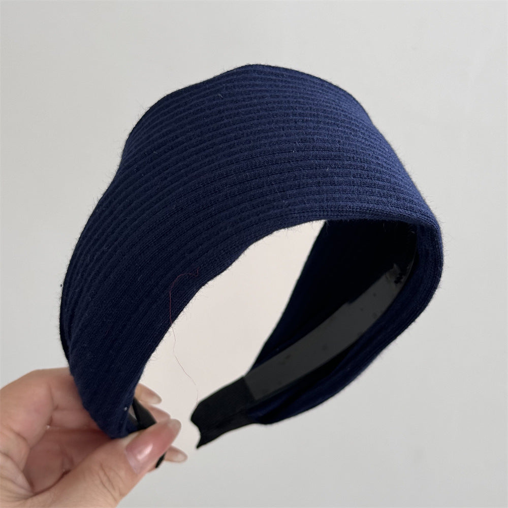 Extra Wide Ribbed Jersey Headband - navy
