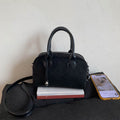 Faux Suede Mini Bowling Bag with Heart Charm - Black