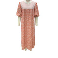 Ditsy Floral Crochet Yoke Maxi Dress - Orange