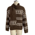 Snowflake Fair Isle Relaxed Sweater With Knit Scarf - Brown