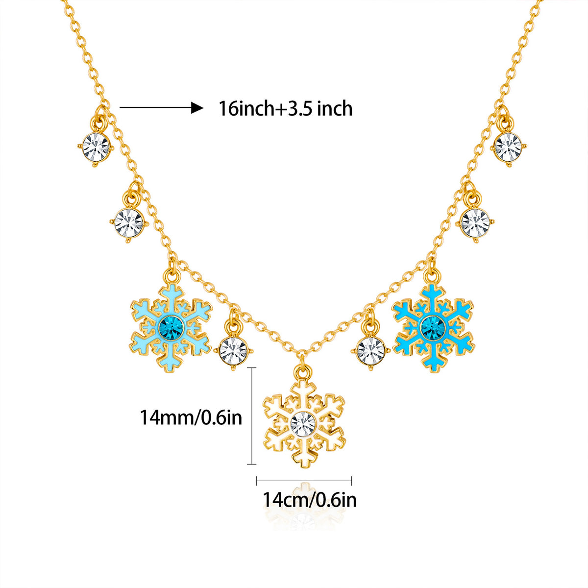Snowflake Cluster Zircon Charm Necklace - Gold